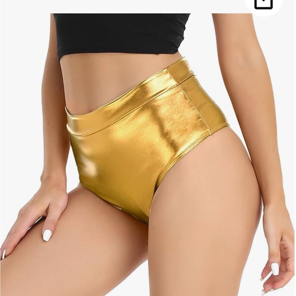 Kepblom Womens XXL Gold Booty Shorts High Waisted Hot Pants Festival from Amazon
